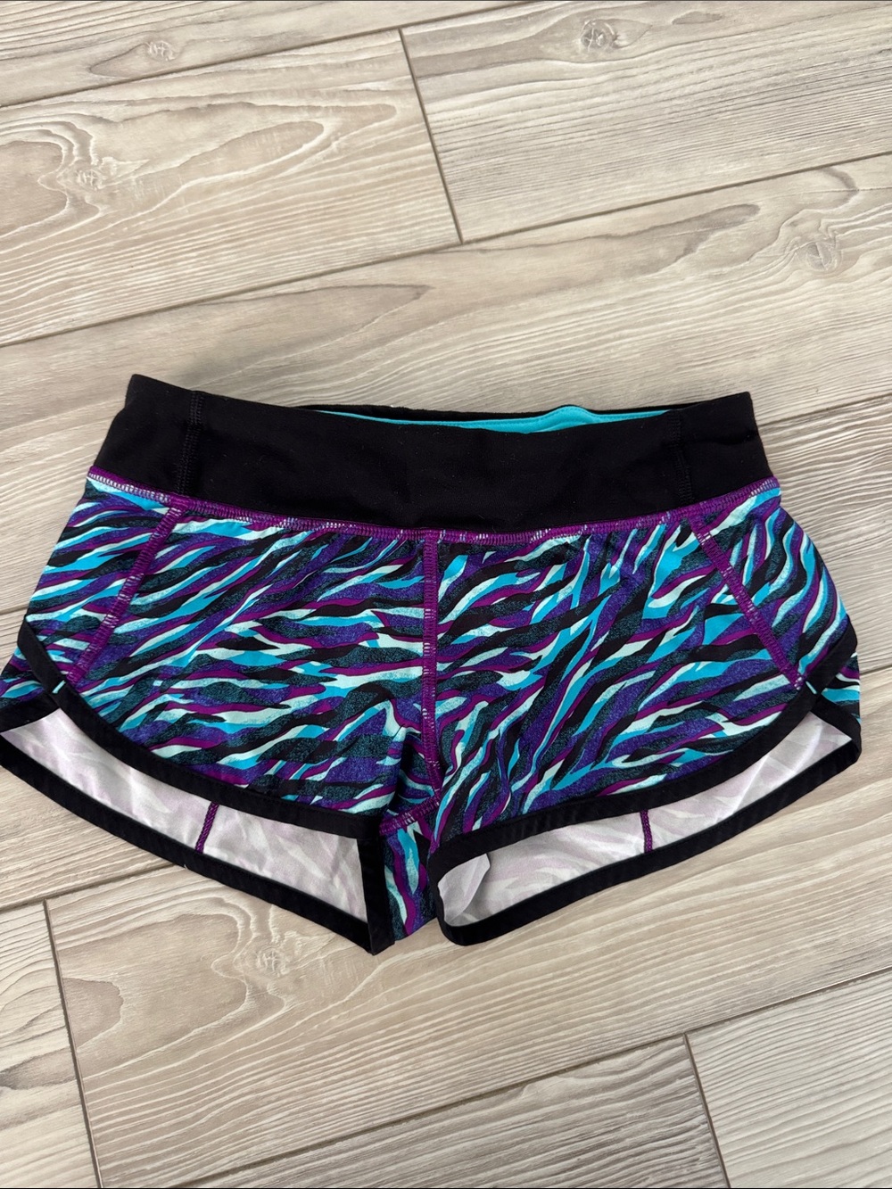Ivivva Black Waistband Teal & Purple Zebra-Print Athletic Shorts